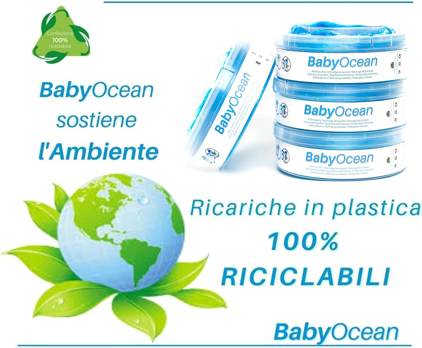 BabyOcean - Nuova ricarica per sistema di smaltimento pannolini Tommee Tippee compatibile con il Sangenic TEC.