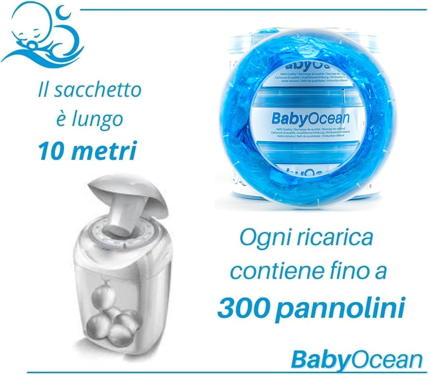 BabyOcean - Nuova ricarica per sistema di smaltimento pannolini Tommee Tippee compatibile con il Sangenic TEC.