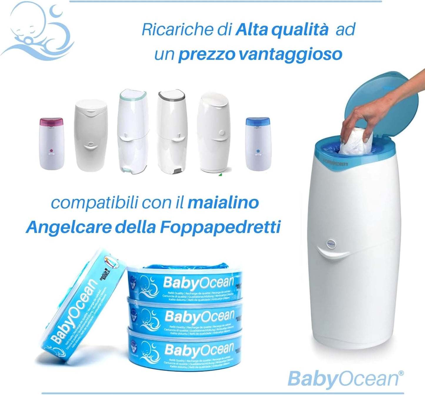 BabyOcean - 4 Ricariche compatibili per mangiapannolini maialino Angelcare